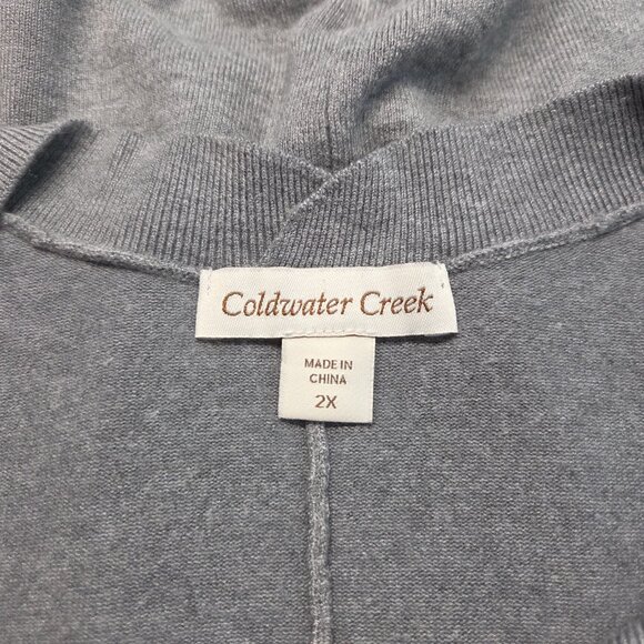Coldwater Creek 2X Gray V Neck Pullover Oversized Casual Shortsleeve Sweater - Picture 8 of 10